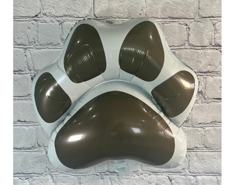 Dog paw print balloon black and white party supply decoration | Party celebration supplies puppy birthday dog lover | Foil helium balloons