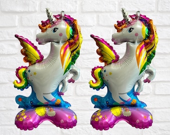 Standing Unicorn Balloon Set: Air-Filled Birthday Party Decoration