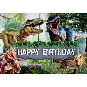 Dinosaur Photo Backdrop Kids Birthday Party Vinyl Dinosaur Banner | Party Decorations and Supplies | Dinosaur Prehistoric Party T Rex Decor
