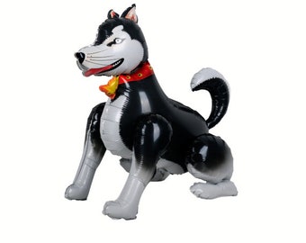 Husky dog balloon black and white dog party decoration | Party celebration supplies decor for dog puppy birthday dog lover | Foil balloons