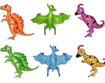 Dinosaurusballonset van 6 JUMBO Mylar-wandelfolieballonnen
