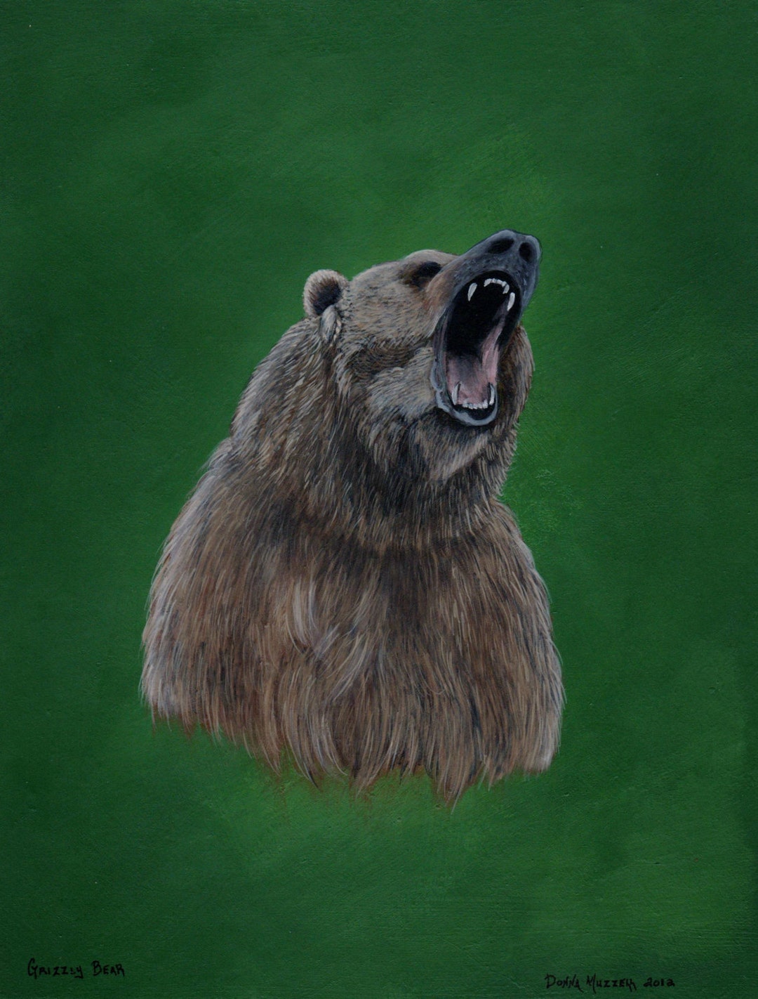 Realistic Ferocious Grizzly Bear Print From My Original Artwork. He ...