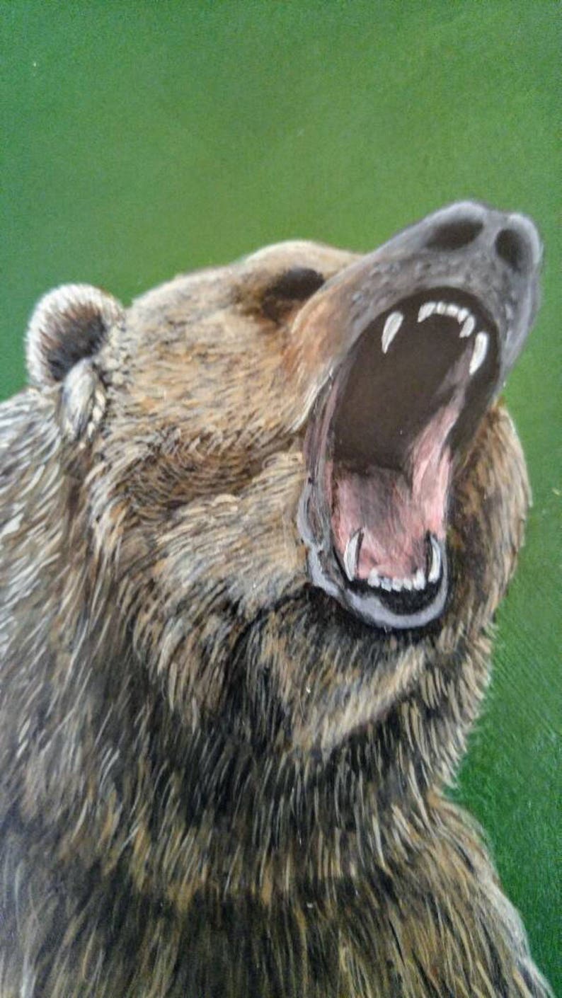 Realistic Ferocious Grizzly Bear Print From My Original Artwork. He ...
