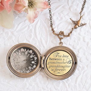 Grandma Gift Grandmother Necklace The love between a grandmother and granddaughter is forever Grandmother Jewelry Grandmother of the Bride