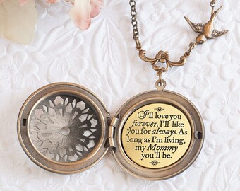 I'll love you forever I'll like you for always as long as I'm living my mommy you'll be Quote Necklace Mommy and Me Gifts for Mom