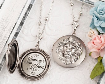 Courage Necklace Aslan Lion Necklace Hope Jewelry Encouragement Gift Courage Dear Heart CS Lewis Quote Faith Jewelry Inspirational Necklace