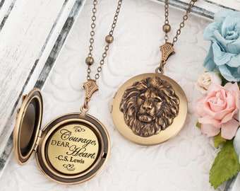 Courage Necklace Aslan Lion Necklace Hope Jewelry Encouragement Gift Courage Dear Heart CS Lewis Quote Faith Jewelry Inspirational Necklace