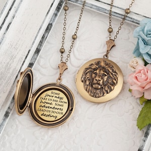 Aslan Lion Necklace Some journeys take us far from home Inspirational Gift CS Lewis Quote Jewelry Narnia Jewelry Literary Jewelry Graduation