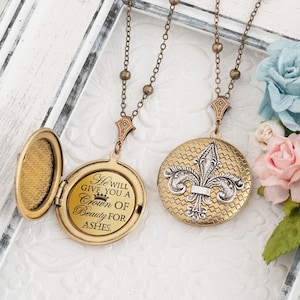 Beauty for Ashes Isaiah 61 Christian Jewelry Fleur de lis Necklace Bible Verse Necklace Christian Necklace Encouragement Gift Christian Gift