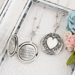Mother Gift Gifts for Mom Mothers Necklace Mothers hold our hands for a little while Heart Necklace Mother of the Bride Mother of the Groom