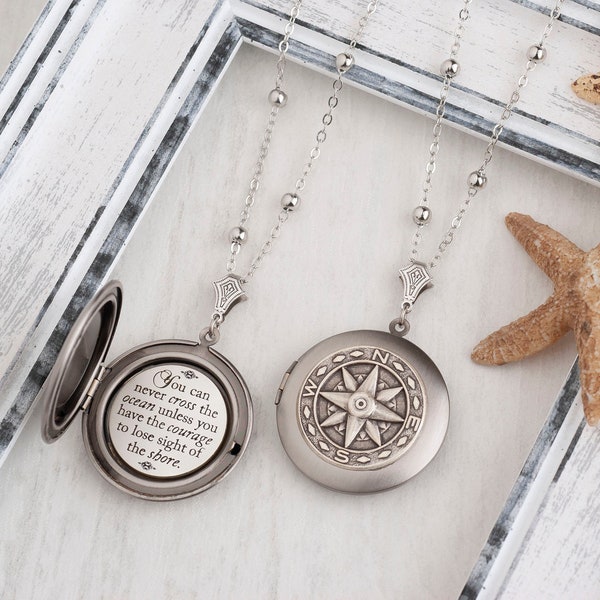 Compass Necklace You can never cross the ocean Encouragement Gift Courage Necklace Motivational Jewelry Compass Jewelry Nautical Jewelry