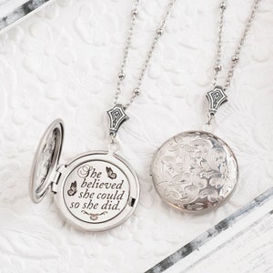 She believed she could so she did Necklace Graduation Gift College Gift Back to School Inspirational Jewelry Rose Gold Necklace