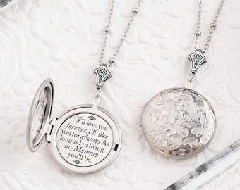 I'll love you forever I'll like you for always as long as I'm living my mommy you'll be Quote Necklace Mommy and Me Gifts for Mom