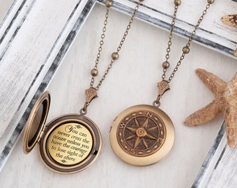 Compass Necklace You can never cross the ocean Encouragement Gift Courage Necklace Motivational Jewelry Compass Jewelry Nautical Jewelry