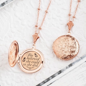 She believed she could so she did Necklace Graduation Gift College Gift Back to School Inspirational Jewelry Rose Gold Necklace