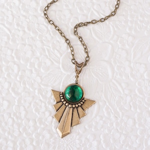 Art Deco Emerald Necklace 1920&#39;s Style Jewelry Art Deco Emerald Earrings Emerald Green Necklace Emerald Green Earrings Art Deco Jewelry