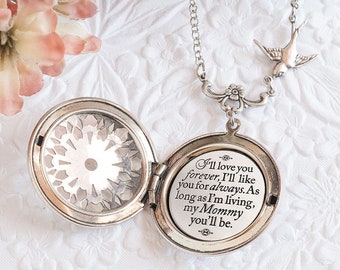 I&#39;ll love you forever I&#39;ll like you for always as long as I&#39;m living my mommy you&#39;ll be Quote Necklace Mommy and Me Gifts for Mom