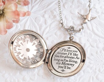I'll love you forever I'll like you for always as long as I'm living my mommy you'll be Quote Necklace Mommy and Me Gifts for Mom