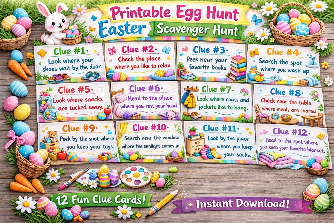 Easter Egg Hunt Clues Printable - Etsy Canada