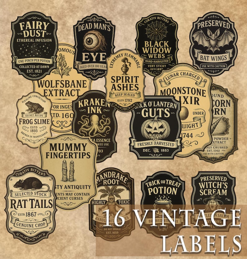 Enchanted Apothecary Labels – Printable Vintage Potion & Ingredient ...