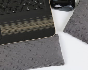 The Original Wrist Rest Set, Charcoal Gray Wrist Rest with Fold Over Cover™, Gray Minky Wrist Rest, Infini Zipper Insert Washable Wrist Rest