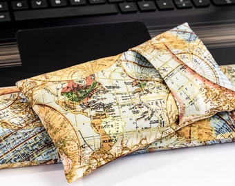 The Original Wrist Rest Set, Gold Map Fabric Wrist Rest with Fold Over Cover™, Infini Zipper Insert Washable Wrist Rest