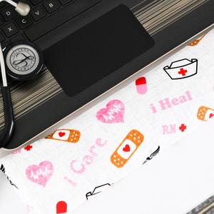 The Original Wrist Rest, Nurse Keyboard Wrist Rest Set with Fold Over Cover™, Pink RN Wrist Rest, Infini Zipper Insert Washable Wrist Rest