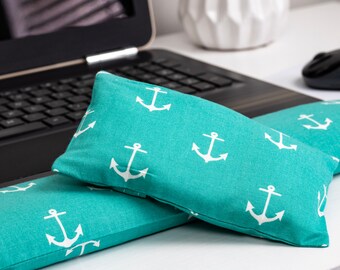 The Original Wrist Rest Set, Teal Anchor Fabric Wrist Rest with Fold Over Cover™, Teal Wrist Rest, Infini Zipper Insert Washable Wrist Rest