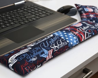 The Original Wrist Rest, Red White Blue Patriotic Wrist Rest Set with Fold Over Covers™, Infini Zipper Insert Washable Wrist Rests