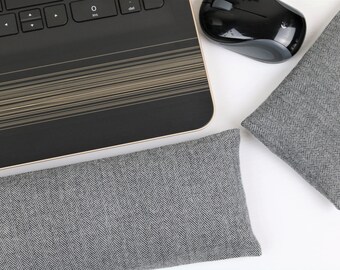 The Original Wrist Rest, Light Gray Herringbone Flannel Wrist Rest with Fold Over Cover™, Infini Zipper Insert Washable Wrist Rest