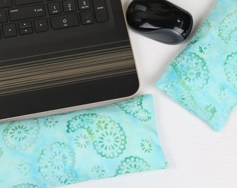 The Original Wrist Rest Set, Turquoise Paisley Wrist Rest with Fold Over Covers™, Turquoise Wrist Rest, Infini Zipper Insert Wrist Rest