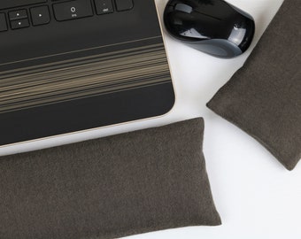 The Original Wrist Rest Set, Brown Herringbone Flannel Wrist Rest Set with Fold Over Cover™, Brown Wrist Rest, Infini Insert Wrist Rest