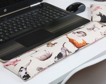 The Original Wrist Rest Set, Yoga Farm Animal Print Wrist Rest Set with Fold Over Cover™, Infini Zipper Insert Washable Wrist Rest