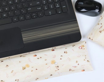 The Original Wrist Rest Set, Tiny Shells Fabric Wrist Rest with Removable Cover™, Tiny Shells Wrist Rest, Infini Zipper Insert Wrist Rest