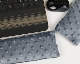 The Original Wrist Rest, Steel Blue Minky Wrist Rest Set with Fold Over Covers™, Blue Wrist Rest, Infini Zipper Insert Washable Wrist Rest