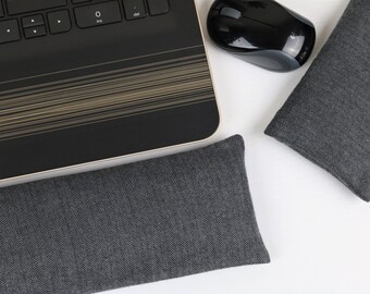 The Original Wrist Rest Set, Gray Herringbone Flannel Wrist Rest Set with Fold Over Cover™, Gray Wrist Rest, Infini Zipper Insert Wrist Rest