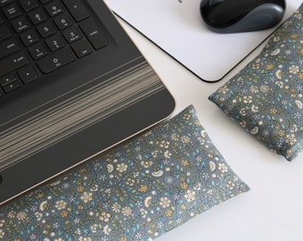 The Original Wrist Rest, Gray Floral Fabric Wrist Rest Set with Fold Over Covers™, Keyboard Wrist Rest, Infini Zipper Insert Wrist Rest