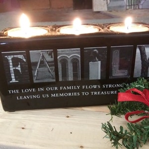Ceramic Block FAMILY Candle Holder, Three Votive Candles Included