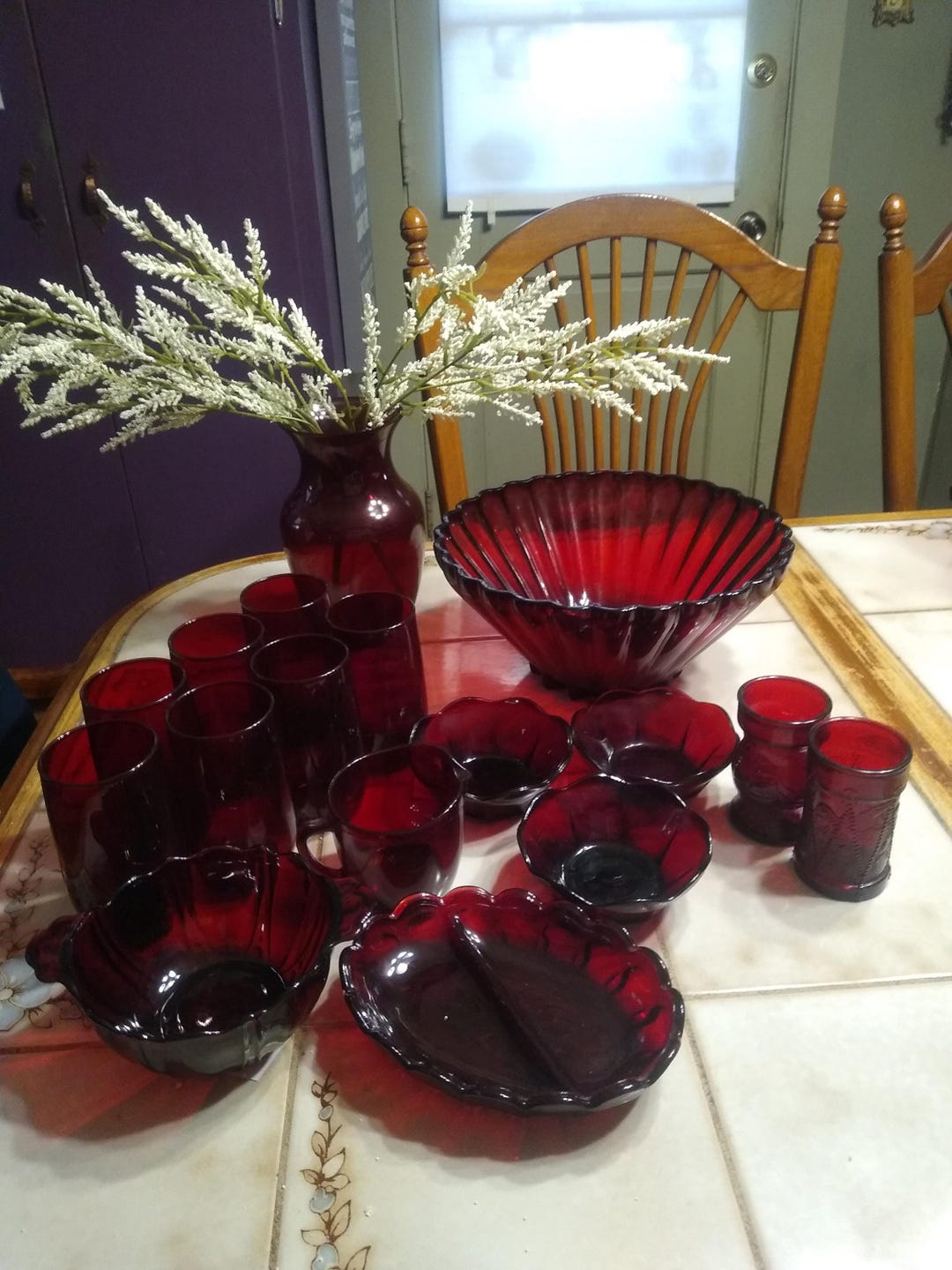 Vintage Anchor Hocking Ruby Red Tableware - Etsy