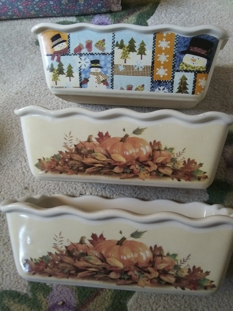 Vintage Ceramic Loaf Pans Decorate Sides Baking Gift Idea Etsy