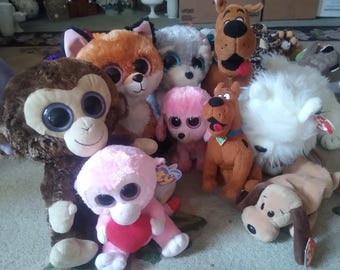 Ty Beanie Babies Plush Toys, Vintage Dog, Monkey, Fox