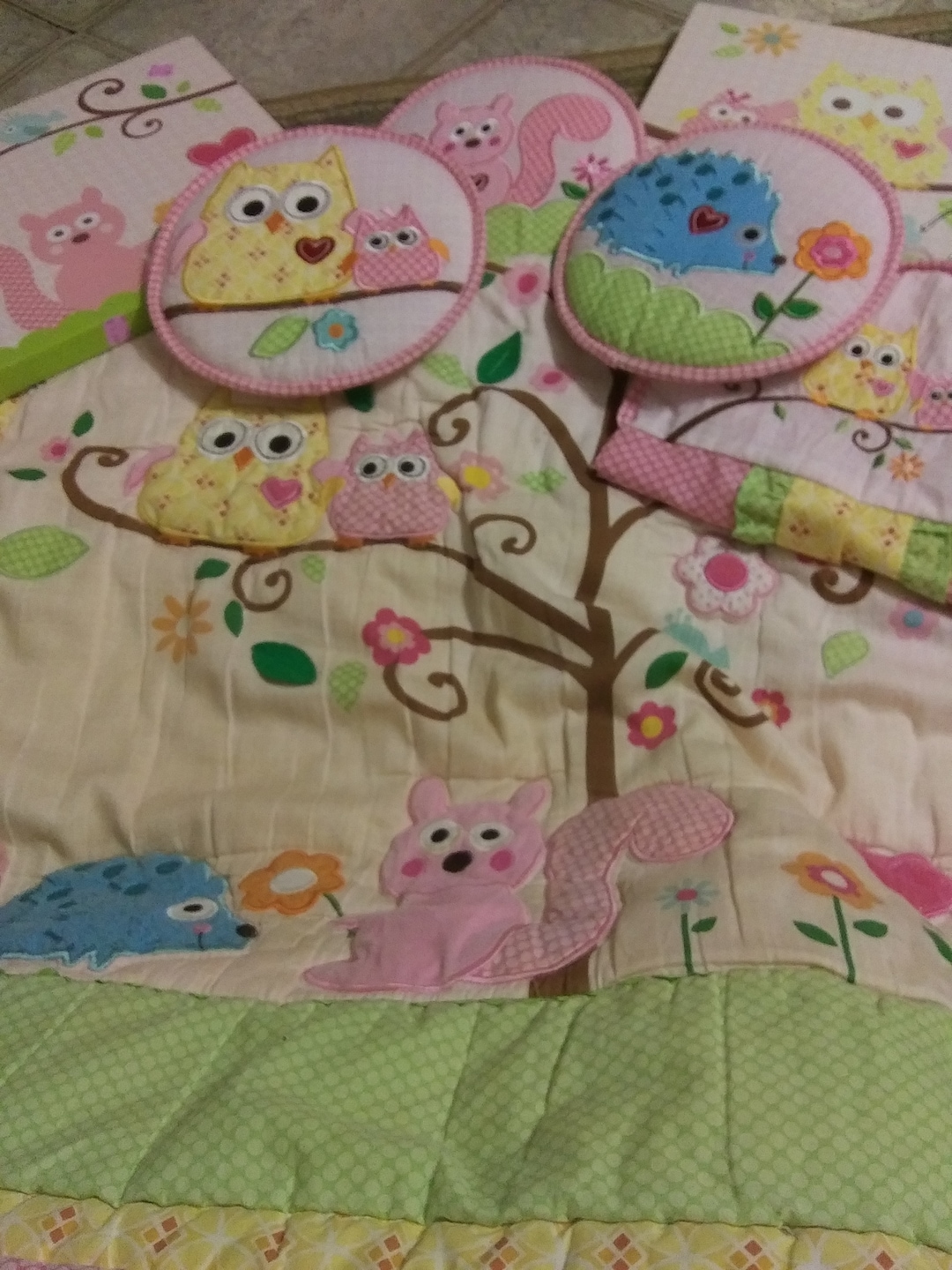 Owl Crib Bedding Set, Pink Owls and Friends Kids Line Etsy