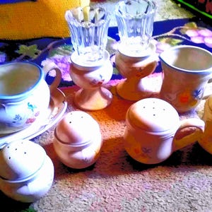 Vintage Marmalade Goose Kitchenware: International China Gravy Boat, Creamer, Salt & Pepper, Candle Holders