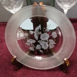 Vintage Avon Crystal Hummingbird Goblets & Plates Set - Wedding Stemware image 7