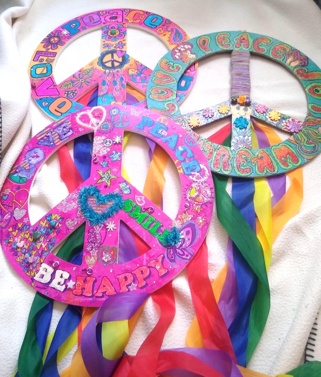 Peace Sign Raspberry Handmade Peace Signs, Vintage, Very Colorful and Cheerful - Etsy