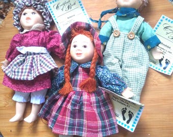 Raras muñecas de porcelana de 15 cm (6 pulgadas) de la colección Americana, Rebecca, Amy o Randolph.