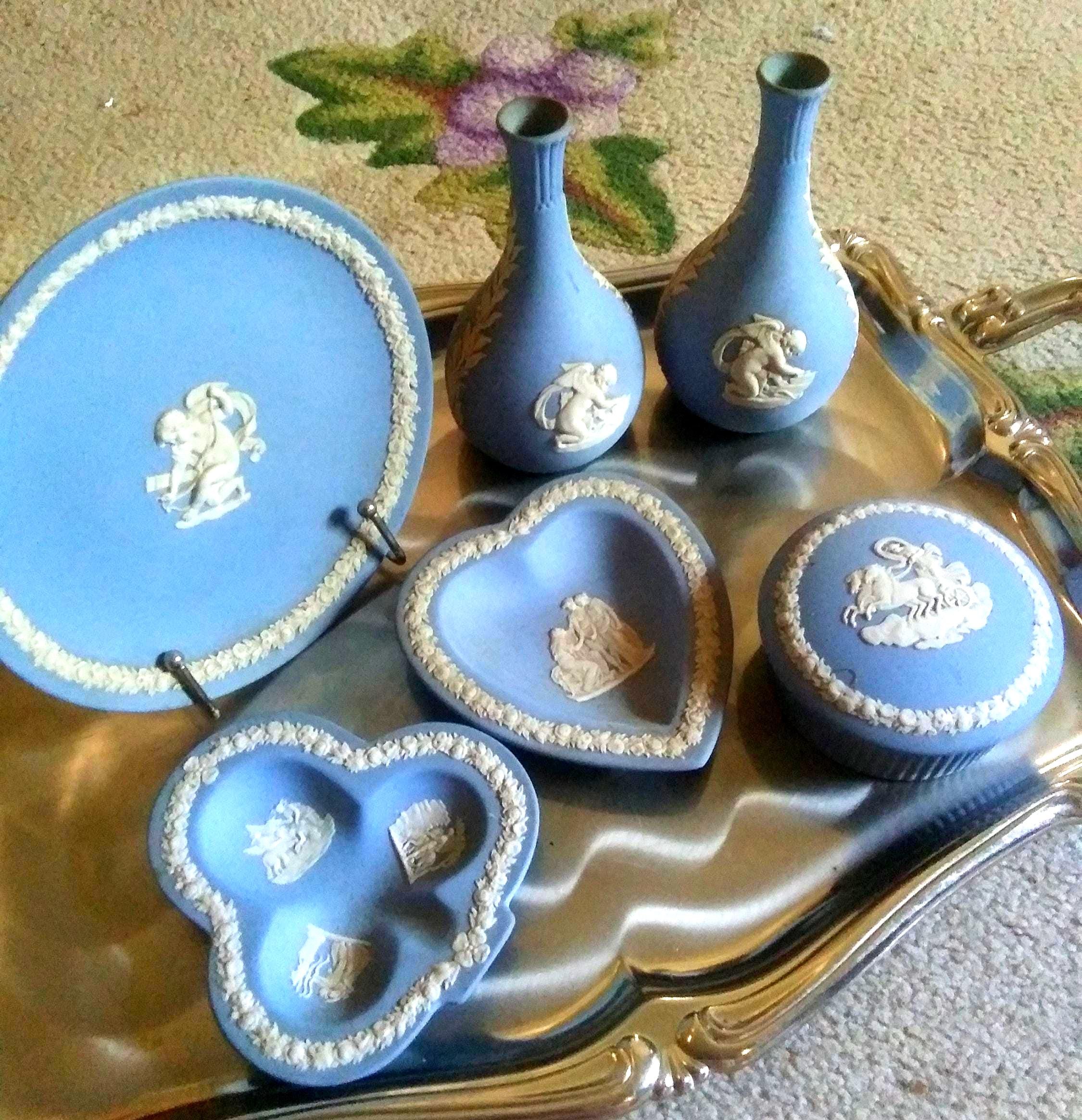 Wedgewood Blue Jasperware Heart Trinket Box - Etsy