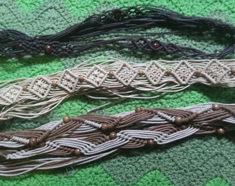 Michael Kors Vintage Boho Wood Bead Macrame Statement Waist Belt S/M Resortwear 51DEnlUVLcL._AC_UY350_.jpg main image 2