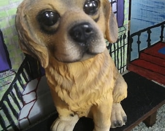 SMC028R-3 Golden Retriever Dog Drum Kit Ceramic Figurine Animal Statue 