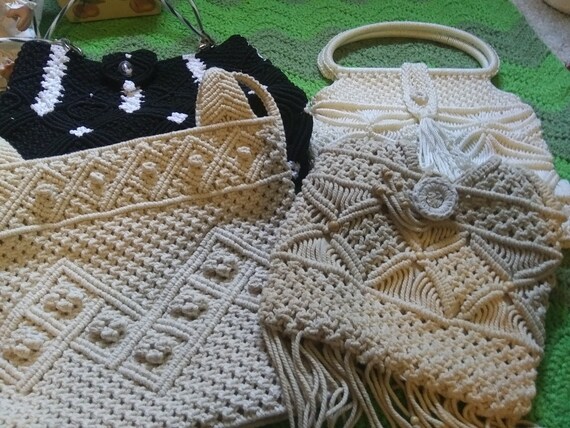 Vintage Choice of 4 Macrame Handmade Shoulder Bag… - image 1